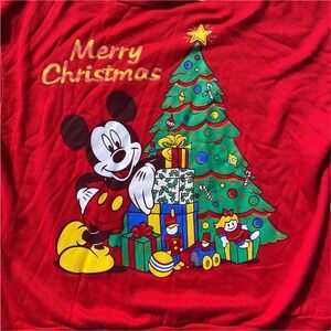 Mickey Unlimited Sweatshirt 1X Land n Sea Christmas Red Crew Neck